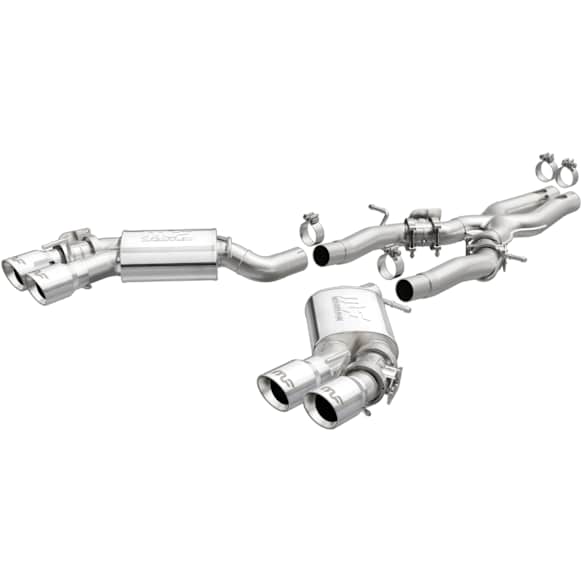 19265 Competition Exhaust System, Stainless Steel, 3 in. Cat-Back, Dual Split Rear, 4 in. Polished Tips