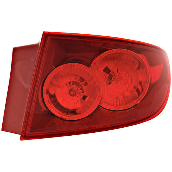 Passenger Side, Outer Tail Light, with Bulb, Halogen, Red Lens, With Standard Type Bumper, Sedan