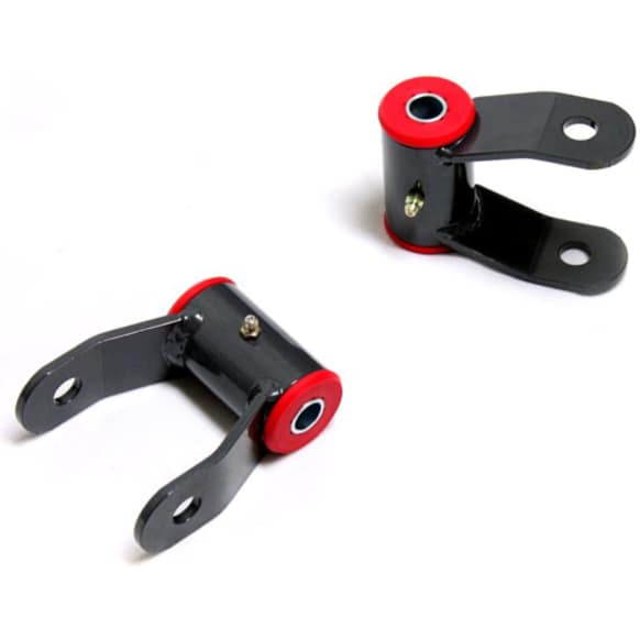 710515 Leaf Spring Shackles and Hangers - Powdercoated Black, Steel, Direct Fit, Set of 2