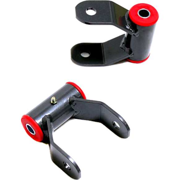 713120 Leaf Spring Shackles and Hangers - Powdercoated Black, Steel, Direct Fit, Set of 2