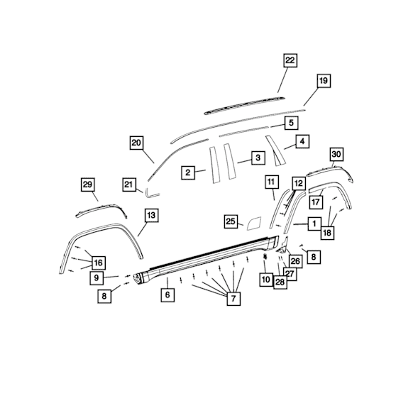 5NP51RXFAA Rocker Panel Molding Assembly