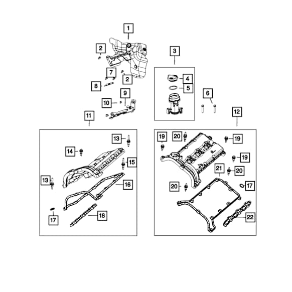 68147538AB Passenger Side Valve Cover, 6 Cyl., 3.0L Engine