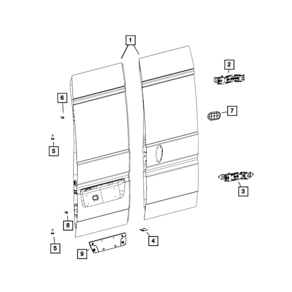 68172509AE Rear, Driver Side Door Shell