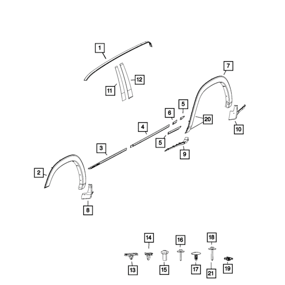 68275917AA Front, Driver Side, Lower Quarter Panel Molding