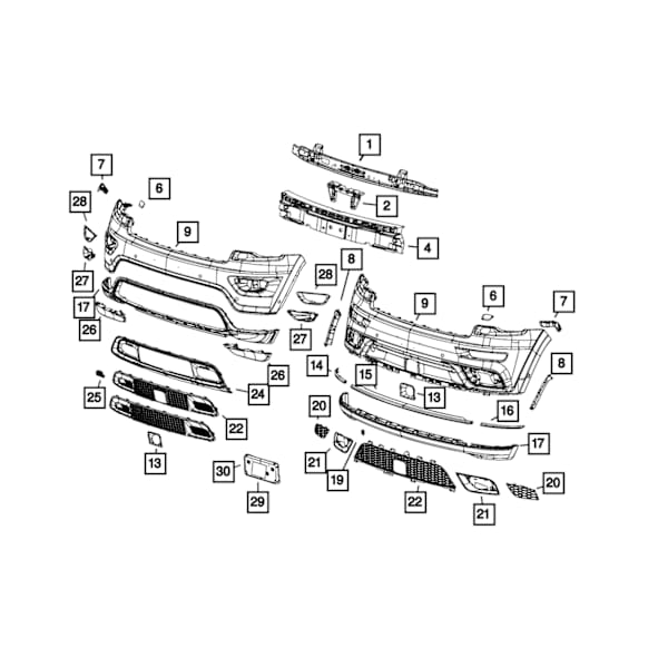 2018 Jeep Grand Cherokee - Front, Passenger Side, Upper, Bumper Cover Support