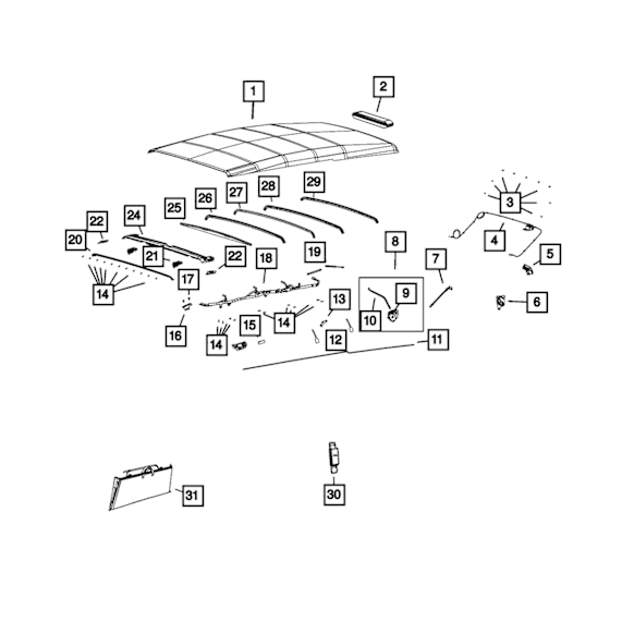68358392AC Hard Top - Direct Fit, Sold individually