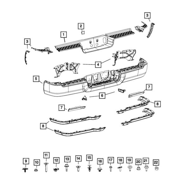 68451134AA Rear Bumper Impact Strip