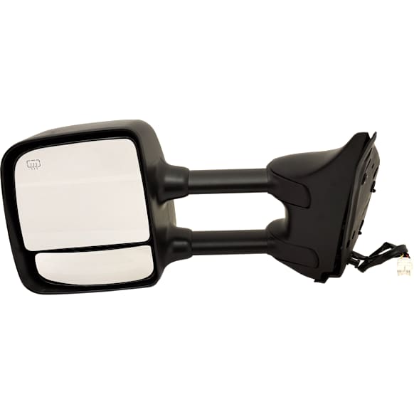 Driver Side Towing Mirror, Power Adjust, Heated, Manual Folding, Chrome, No Signal Light, Without Memory Recall, No Puddle Light, No Auto-Dimming, With Blind Spot Glass