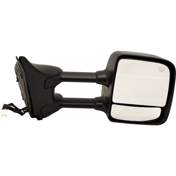 Passenger Side Towing Mirror, Power Adjust, Heated, Manual Folding, Chrome, No Signal Light, Without Memory Recall, No Puddle Light, No Auto-Dimming, With Blind Spot Glass