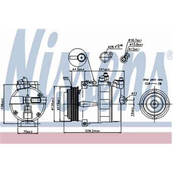 2005 Dodge Sprinter 3500 - A/C Compressor, DOHC, With Clutch, 6-Groove Pulley, 2.7L 5Cyl