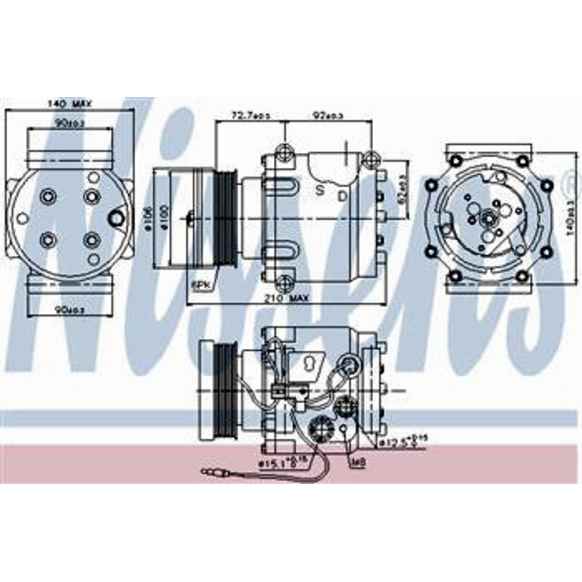 2002 Saab 9-3 - A/C Compressor, With Clutch, 6-Groove Pulley, 2.3L 4Cyl