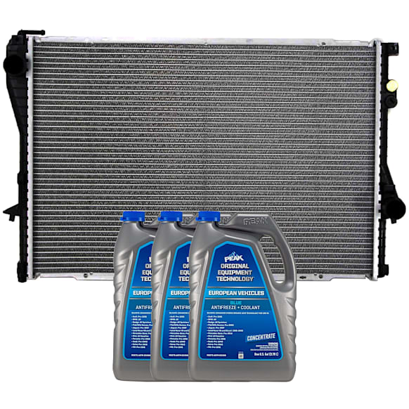 1997 BMW 528i - 4-Piece Kit Radiator, 2.8L 6Cyl,  Includes (3) Coolant/Antifreeze and (1) Radiator