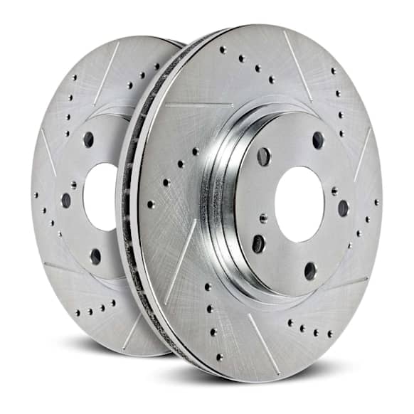 AR83090XPR Front Brake Disc, Silver zinc-plated, Cross-drilled and Slotted, 5 Lugs, 389.9 mm, Evolution Drilled & Slotted Series