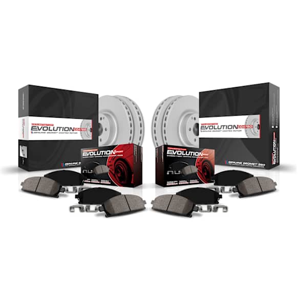 CRK8553 Front and Rear Brake Disc and Pad Kit, Plain Surface, 5 Lugs, 302 mm, Carbon Fiber Ceramic, Z17 Evolution Geomet Coated