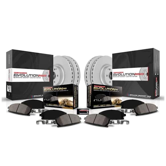 CRK9228 Front and Rear Brake Disc and Pad Kit, Coated, Plain Surface, 5 Lugs, Ceramic, Z17 Evolution Geomet Coated