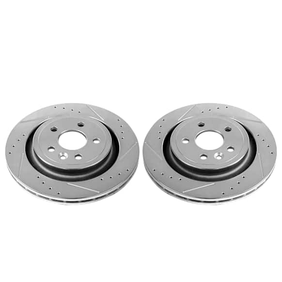 EBR1073XPR Rear Brake Disc, Silver zinc-plated, Cross-drilled and Slotted, Vented, 5 Lugs, Evolution Drilled & Slotted Series
