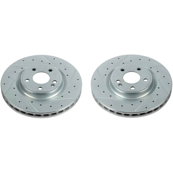 EBR1487XPR Front Brake Disc, Silver zinc-plated, Cross-drilled and Slotted, Vented, 5 Lugs, 320.2 mm, 2.0L, 4Cyl, Evolution Drilled & Slotted Series