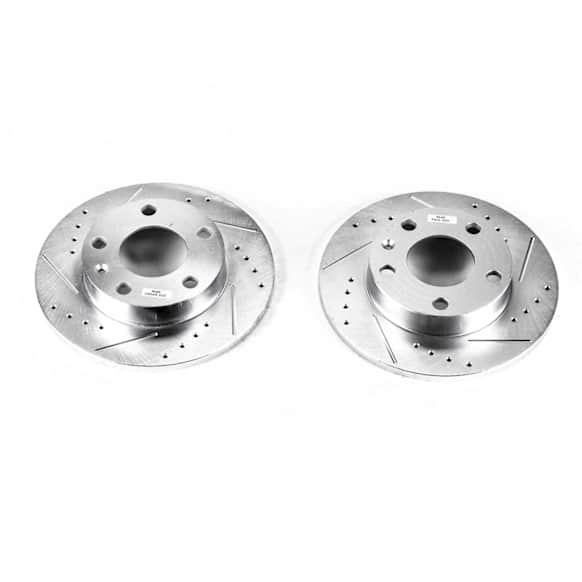 EBR655XPR Rear Brake Disc, Silver zinc-plated, Cross-drilled and Slotted, Solid, 5 Lugs, 244.86 mm, Evolution Drilled & Slotted Series