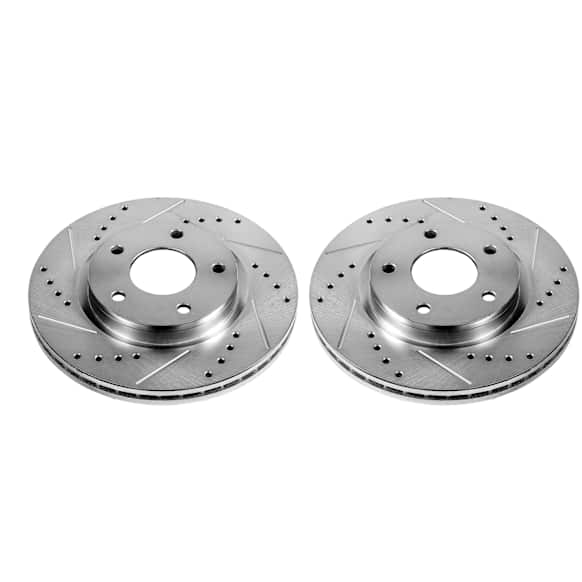 JBR1591XPR Front Brake Disc, Silver zinc-plated, Cross-drilled and Slotted, Vented, 5 Lugs, 1.8L, 4Cyl, Evolution Drilled & Slotted Series