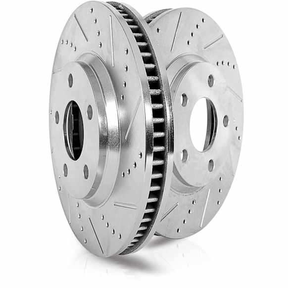 JBR1762XPR Front Brake Disc, Silver zinc-plated, Cross-drilled and Slotted, Vented, 4 Lugs, 1.2L, 3Cyl, Evolution Drilled & Slotted Series