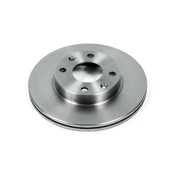JBR304 Front, Driver or Passenger Side Brake Disc, Natural Finish, Plain Surface, Vented, 4 Lugs, Autospecialty By Powerstop