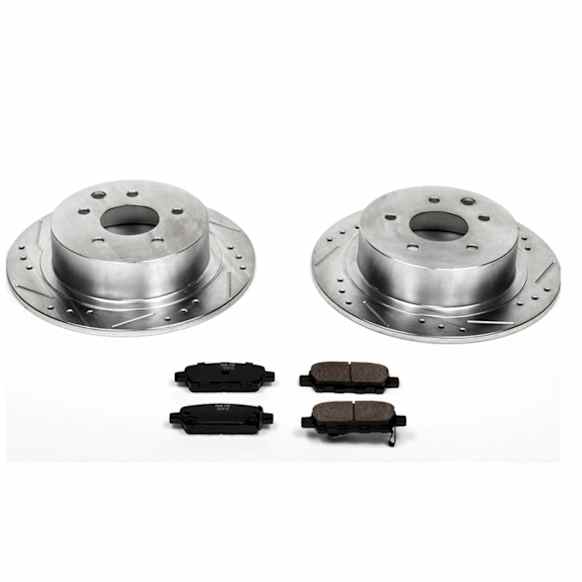 K098 Rear Brake Disc and Pad Kit, Silver zinc-plated, Cross-drilled and Slotted, 5 Lugs, 291.3 mm, Carbon Fiber Ceramic, Z23 Evolution Sport Series