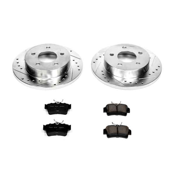 K1303 Rear Brake Disc and Pad Kit, Silver zinc-plated, Cross-drilled and Slotted, 5 Lugs, 267 mm, Carbon Fiber Ceramic, Z23 Evolution Sport Series