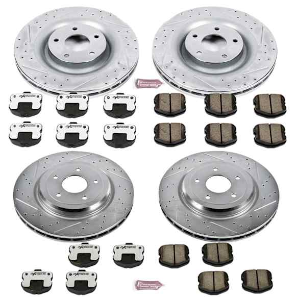 4-Wheel Set Power Stop&reg; K1445-26 Front and Rear Z26 Muscle Carbon-Fiber Ceramic Brake Pad and Drilled & Slotted Rotor Kit