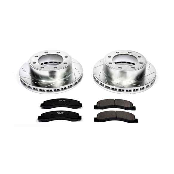 K1905 Front Brake Disc and Pad Kit, Silver zinc-plated, Cross-drilled and Slotted, 8 Lugs, 331 mm, Carbon Fiber Ceramic, 4WD, Z23 Evolution Sport Series