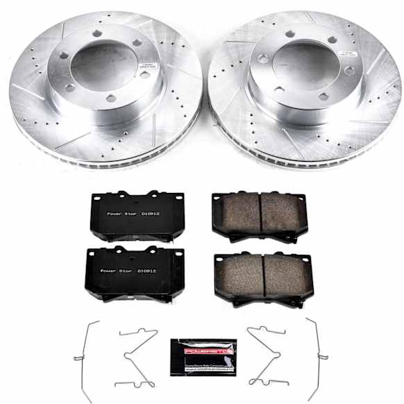 K2323 Front Brake Disc and Pad Kit, Silver zinc-plated, Cross-drilled and Slotted, 6 Lugs, 318.8 mm, Carbon Fiber Ceramic, Z23 Evolution Sport Series