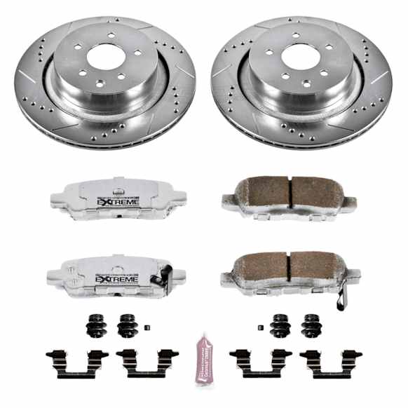 2012 Infiniti G37 Base 6 Cyl 3.7L - Rear Brake Disc and Pad Kit, Silver zinc-plated, Cross-drilled and Slotted, 5 Lugs, 330 mm, Carbon Fiber Ceramic, Convertible, 3.7L 6Cyl, Z26 Street Warrior Carbon-Fiber Ceramic Series