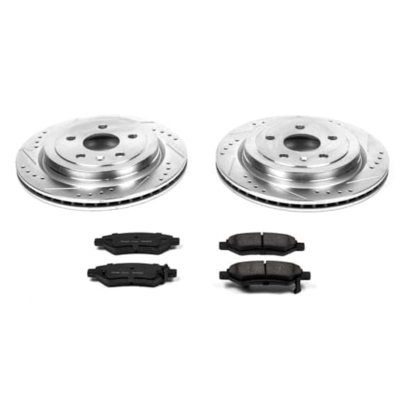 K3072 Rear Brake Disc and Pad Kit, Silver zinc-plated, Cross-drilled and Slotted, 5 Lugs, 315 mm, Carbon Fiber Ceramic, Z23 Evolution Sport Series
