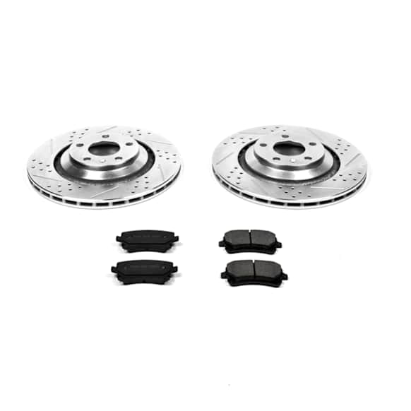 K4567 Rear Brake Disc and Pad Kit, Cross-drilled and Slotted 5 Lugs 330 mm Carbon Fiber Ceramic Z23 Evolution Sport Series