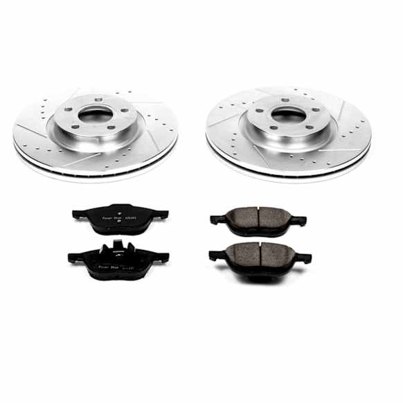 2009 Volvo C30 - Front Brake Disc and Pad Kit, Cross-drilled and Slotted, 5 Lugs, 300 mm, Carbon Fiber Ceramic, 2.4L 5Cyl, Z23 Evolution Sport Series