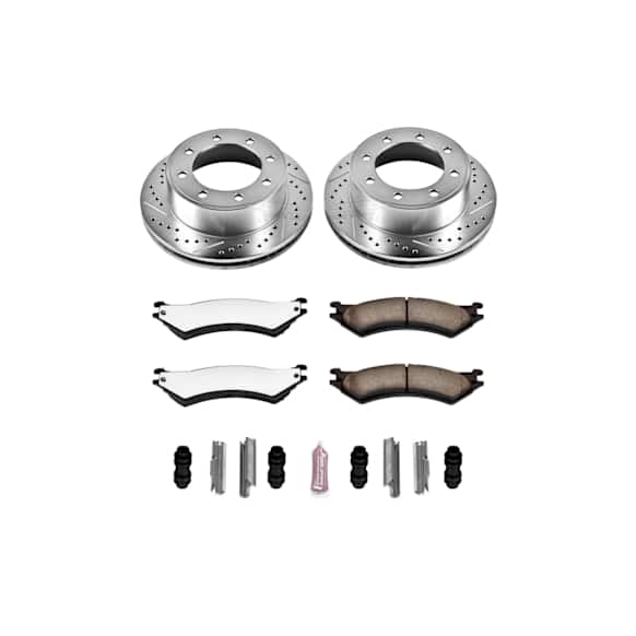 K5203-36 Rear Brake Disc and Pad Kit, Cross-drilled and Slotted 8 Lugs 325.9 mm Carbon Fiber Ceramic Z36 Extreme Truck And Tow