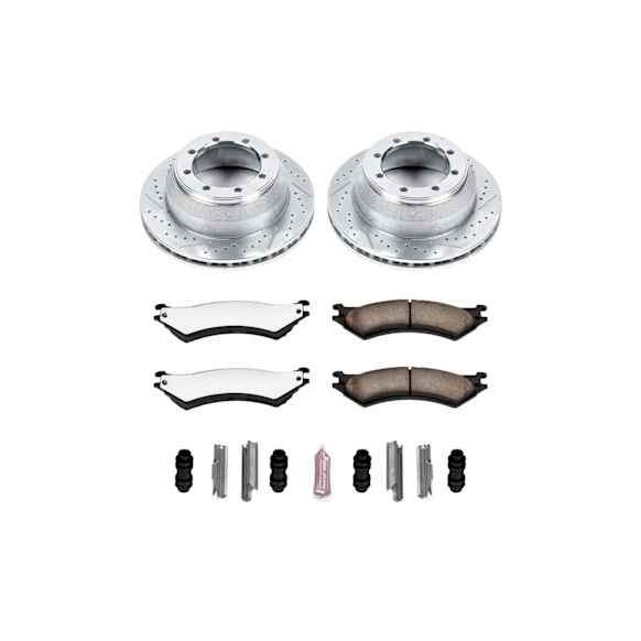 K5204-36 Rear Brake Disc and Pad Kit, Silver zinc-plated, Cross-drilled and Slotted, 8 Lugs, 326 mm, Carbon Fiber Ceramic, Z36 Extreme Truck And Tow
