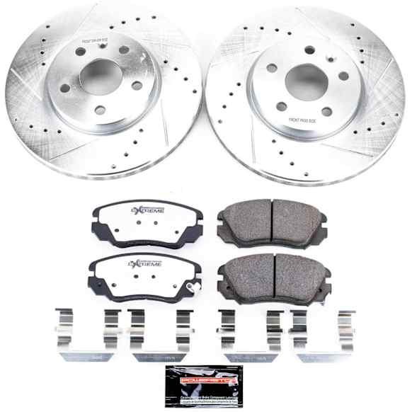 2016 Chevrolet Equinox - Front Brake Disc and Pad Kit, Silver zinc-plated, Cross-drilled and Slotted, 5 Lugs, 321 mm, Carbon Fiber Ceramic, 3.6L 6Cyl, Z26 Street Warrior Carbon-Fiber Ceramic Series