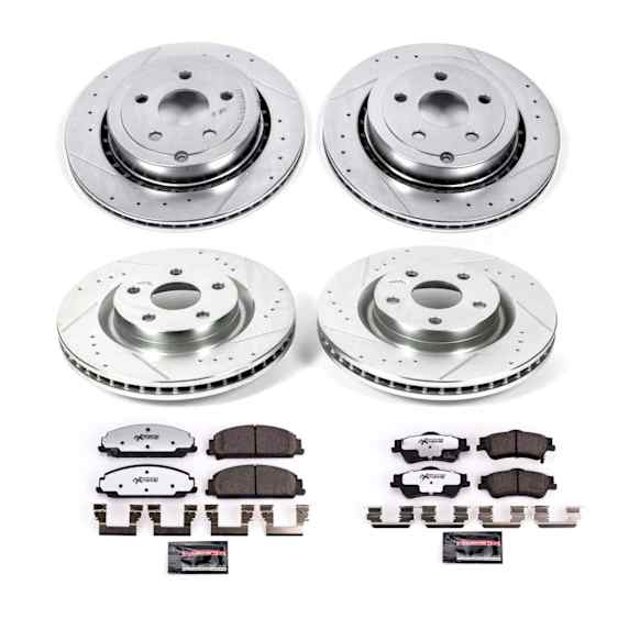 4-Wheel Set Power Stop&reg; K5530-26 Front and Rear Z26 Muscle Carbon-Fiber Ceramic Brake Pad and Drilled & Slotted Rotor Kit