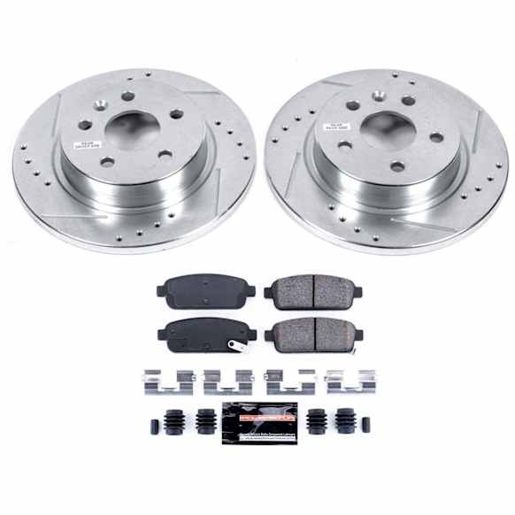 K5544 Rear Brake Disc and Pad Kit, Silver zinc-plated, Cross-drilled and Slotted, 5 Lugs, 268 mm, Carbon Fiber Ceramic, Z23 Evolution Sport Series