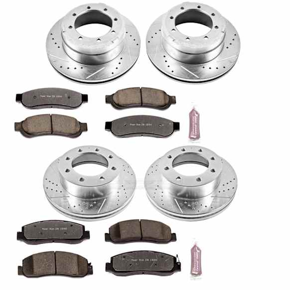 4-Wheel Set Power Stop&reg; K5576-36 Front and Rear Z36 Truck Carbon-Fiber Ceramic Brake Pad and Drilled & Slotted Rotor Kit