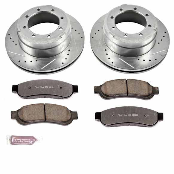 K5579-36 Rear Brake Disc and Pad Kit, Silver zinc-plated, Cross-drilled and Slotted, 8 Lugs, 340.11 mm, Carbon Fiber Ceramic, Z36 Extreme Truck And Tow