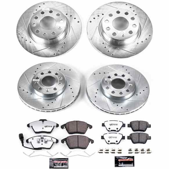 4-Wheel Set Power Stop&reg; K5747-26 Front and Rear Z26 Muscle Carbon-Fiber Ceramic Brake Pad and Drilled & Slotted Rotor Kit