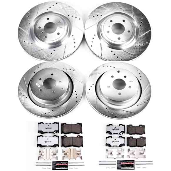 4-Wheel Set Power Stop&reg; K5823-26 Front and Rear Z26 Muscle Carbon-Fiber Ceramic Brake Pad and Drilled & Slotted Rotor Kit
