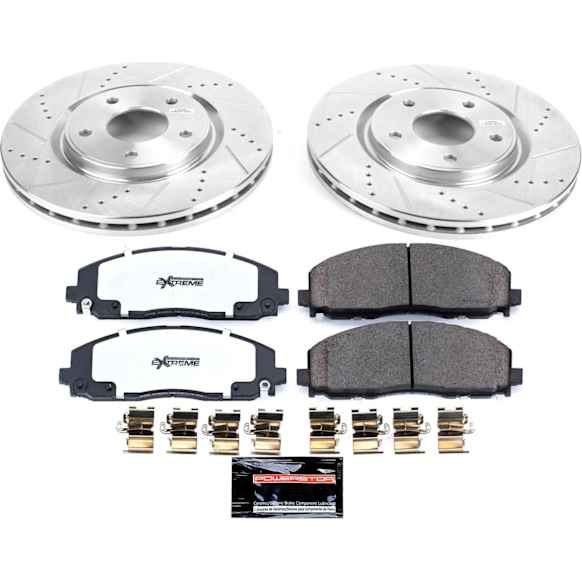 K5959-36 Front Brake Disc and Pad Kit, Silver zinc-plated, Cross-drilled and Slotted, 5 Lugs, 330 mm, Carbon Fiber Ceramic, Z36 Extreme Truck And Tow