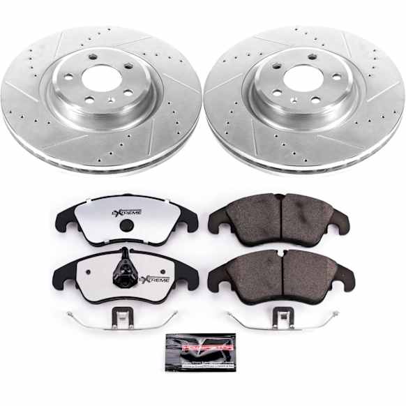 K6140-26 Front Brake Disc and Pad Kit, Silver zinc-plated, Cross-drilled and Slotted, 5 Lugs, 345 mm, Carbon Fiber Ceramic, Z26 Street Warrior Carbon-Fiber Ceramic Series