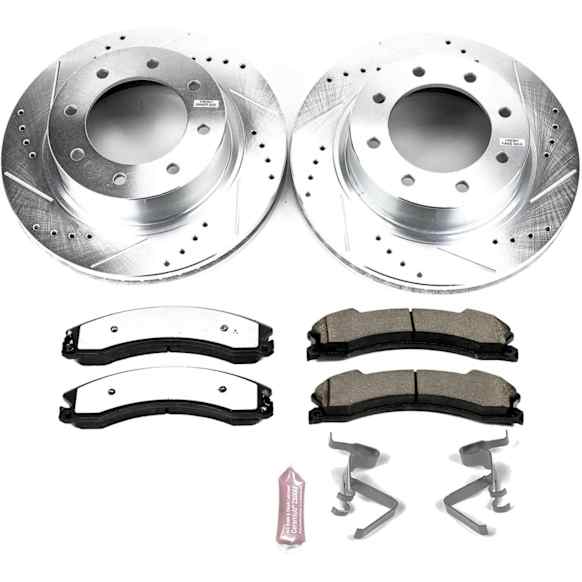 K6518-36 Front Brake Disc and Pad Kit, Silver zinc-plated, Cross-drilled and Slotted, 8 Lugs, 360 mm, Carbon Fiber Ceramic, Z36 Extreme Truck And Tow