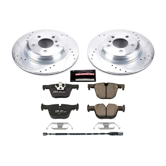 K6667 Rear Brake Disc and Pad Kit, Silver zinc-plated, Cross-drilled and Slotted, 5 Lugs, 330 mm, Carbon Fiber Ceramic, Z23 Evolution Sport Series