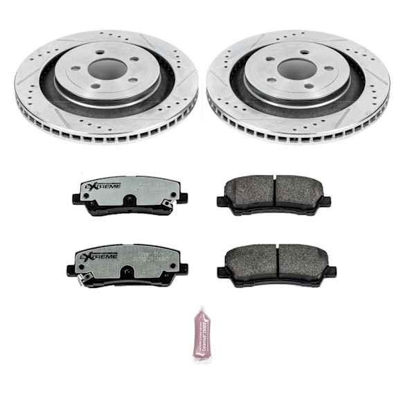 K6812-26 Rear Brake Disc and Pad Kit, Silver zinc-plated, Cross-drilled and Slotted, 5 Lugs, 329.95 mm, Carbon Fiber Ceramic, Z26 Street Warrior Carbon-Fiber Ceramic Series
