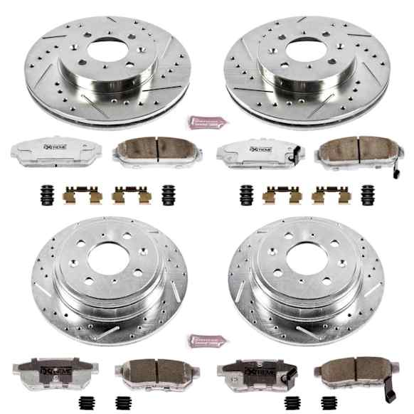 4-Wheel Set Power Stop&reg; K693-26 Front and Rear Z26 Muscle Carbon-Fiber Ceramic Brake Pad and Drilled & Slotted Rotor Kit