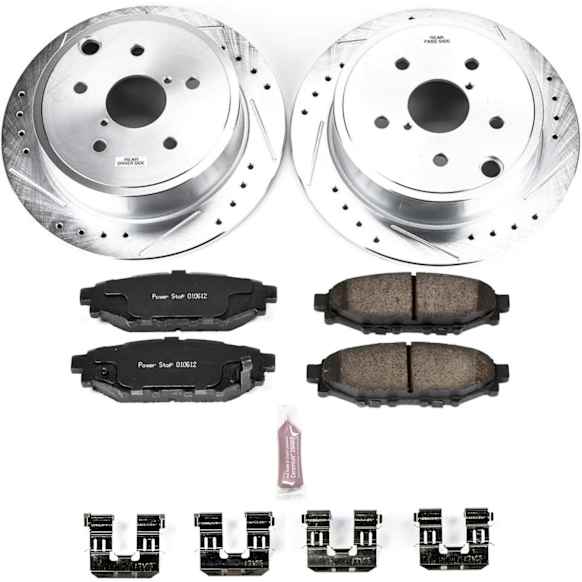 K6977 Rear Brake Disc and Pad Kit, Silver zinc-plated, Cross-drilled and Slotted, 5 Lugs, 285.7 mm, Carbon Fiber Ceramic, Z23 Evolution Sport Series
